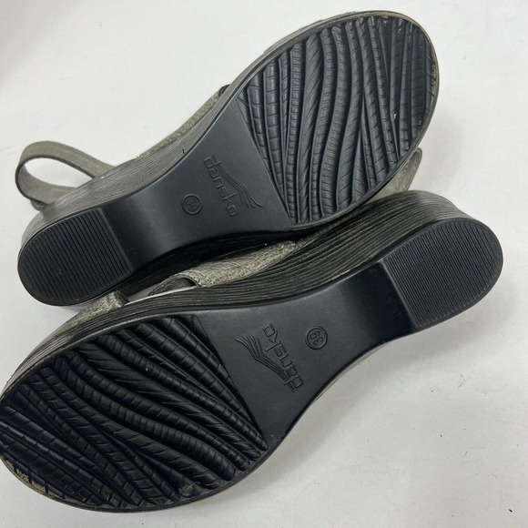 Dansko Vanda Stone Grey Leather Open Toe Wedge Sandals Size 39 US 8.5-9 - Picture 12 of 12